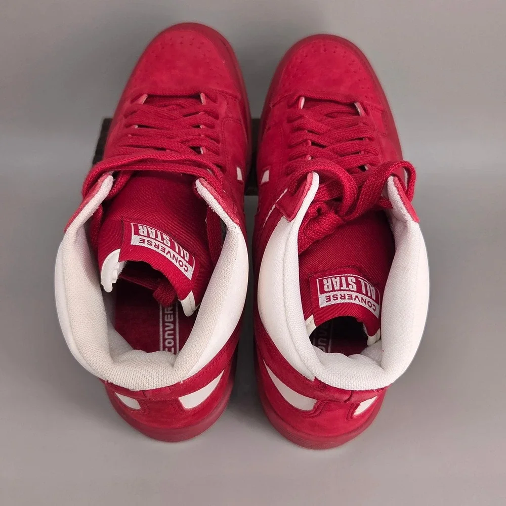 Converse Weapon Mid Mens 8.5 Womens 10 Red White Suede Basketball Retro A14832C